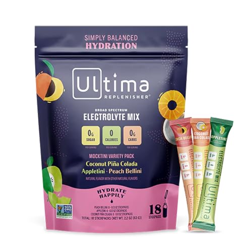 Ultima Replenisher Daily Electrolyte Drink Mix – Mocktini Variety, 18 Stickpacks – Hydration - NutriGlobal