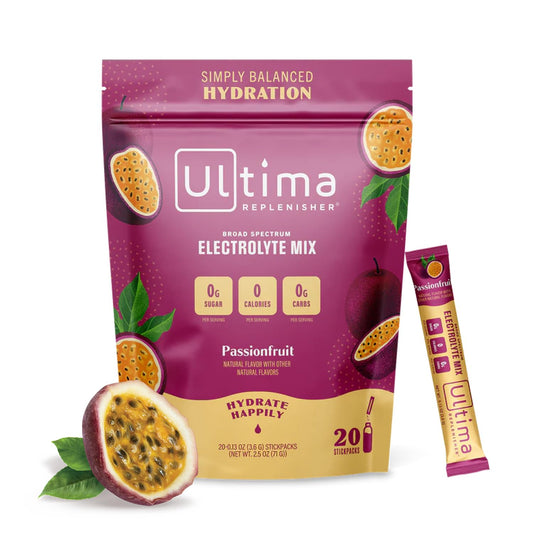 Ultima Replenisher Daily Electrolyte Drink Mix – Passionfruit, 20 Stickpacks – Hydration - NutriGlobal