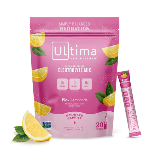 Ultima Replenisher Daily Electrolyte Drink Mix – Pink Lemonade, 20 Stickpacks – Hydration - NutriGlobal