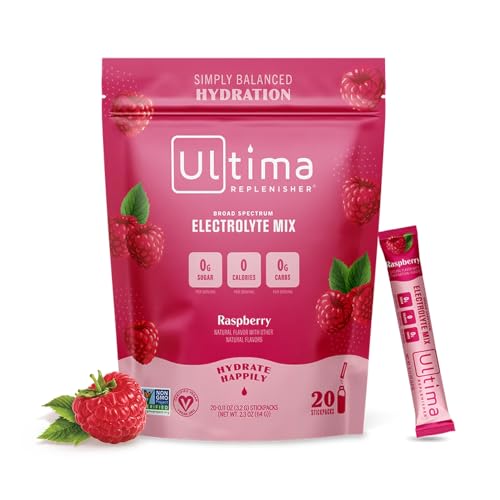 Ultima Replenisher Daily Electrolyte Drink Mix – Raspberry, 20 Stickpacks – Hydration - NutriGlobal