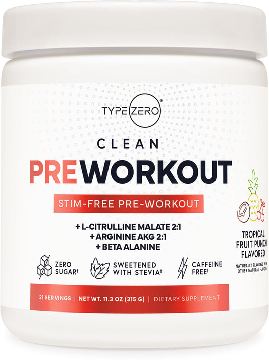 Ultra Clean Stim Free Pump Pre Workout + Nitric Oxide Booster (Fruit Punch) Beetroot, 7G Arginine Citrulline Malate, Betaine, Beta A, ACV+ - Sugar/Caffeine Free Natural Non Stim Preworkout Men & Women - NutriGlobal