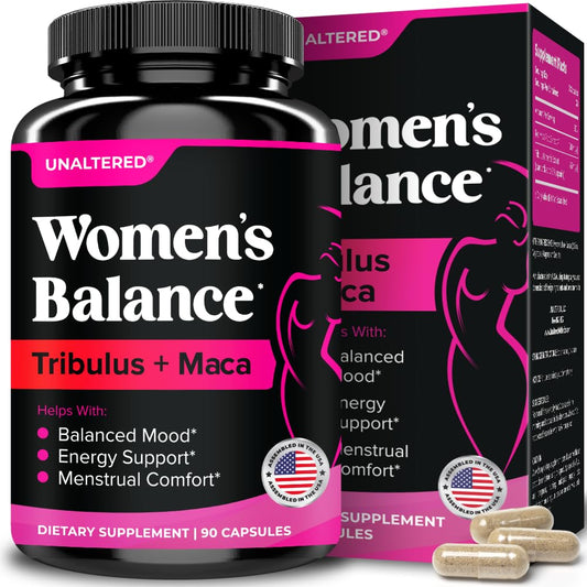 UNALTERED Hormone Balance & Mood Support for Women - Naturally Supports Hormonal Balance & Energy with Tribulus Terrestris & Red Maca Root Extract - Dietary Supplement - 90 Vegan Capsules - NutriGlobal