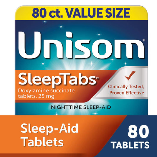Unisom SleepTabs, Nighttime Sleep-aid, Doxylamine Succinate, 80 Tablets - NutriGlobal