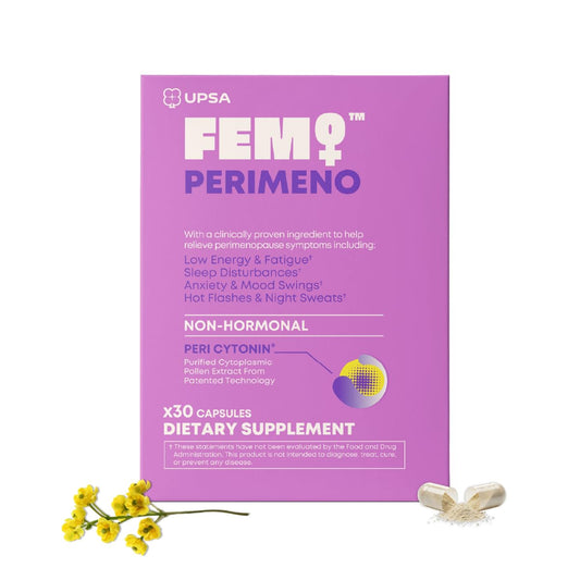 Upsa FEM Perimeno Perimenopause Supplements for Women - Non-Hormonal Pre-Menopause Support for Hot Flashes, Night Sweats, Mood, Sleep & Low Energy - 30 Capsules - NutriGlobal