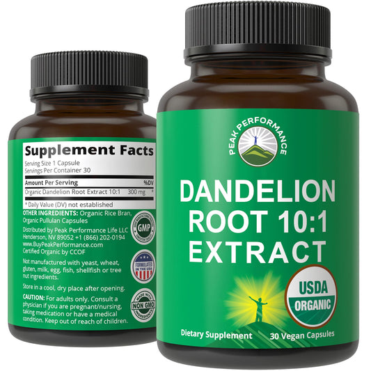 USDA Organic Dandelion Root Extract Supplement - 10x More Potent Than Raw Root. Standardized and Concentrated Vegan Dandelion Root Capsules for Women and Men. Supports Detox, Immune, Liver, Gut Health - NutriGlobal
