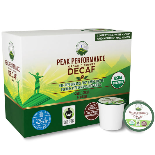 USDA Organic Decaf Coffee Pods - Compatible with K-Cup and Keurig Machines - High Altitude Decaf Coffee - Fair Trade Beans Medium Roast Single Serve Decaffeinated 24 Count Recyclable Cups - NutriGlobal