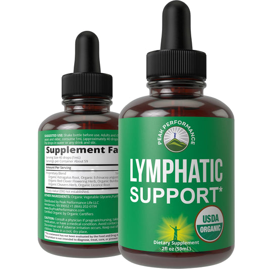 USDA Organic Lymphatic Drainage Drops. Sugar Free, Tasty 6-in-1 Lymph System Support for Detox, Cleanse. Vegan Supplement with Astragalus, Echinacea, Red Clover, Cleavers Herb, Licorice & Burdock Root - NutriGlobal