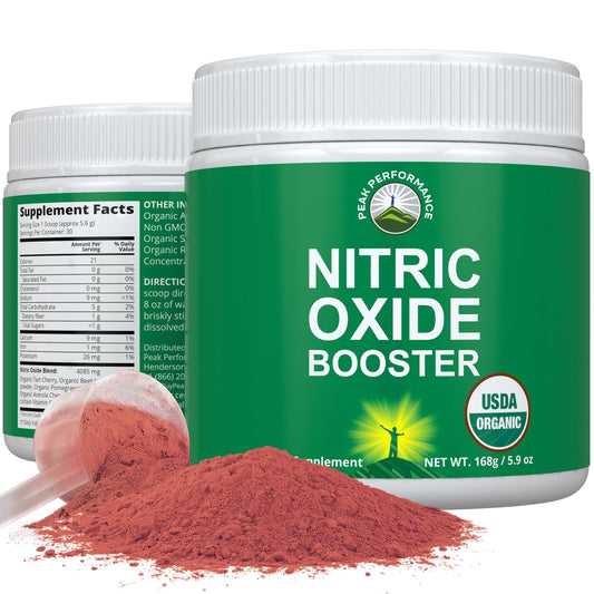 USDA Organic Plant Based Nitric Oxide Booster Powder Supplement for Men & Women. Caffeine Free Supplements 5 Top Organic Ingredients. Beet Root, Tart Cherry, Acerola Cherry, Pomegranate, Red Ginseng - NutriGlobal