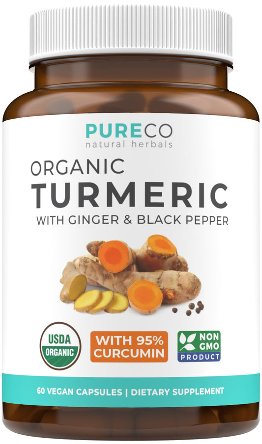 USDA Organic Turmeric Curcumin with Black Pepper and Ginger (2 Month Supply) - NutriGlobal