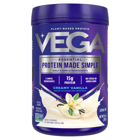 Vega Protein Made Simple Protein Powder, Vanilla - Stevia Free, Vegan, Plant Based, Healthy, Gluten Free, Pea Protein for Women and Men, 9.2 oz (Packaging May Vary) - NutriGlobal