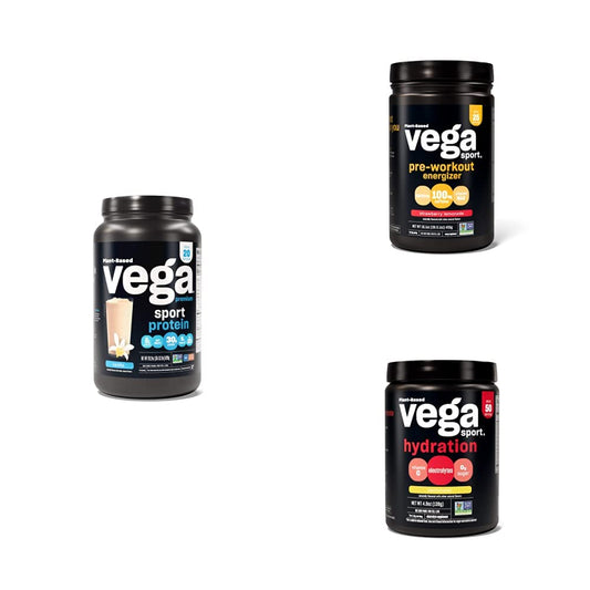 Vega Sport Routine Bundle - Premium Vanilla Protein Powder (20 Servings) Strawberry - NutriGlobal