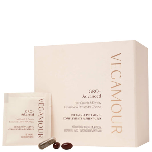 VEGAMOUR GRO+ Advanced Hair Growth Vitamin Supplements - Boosts Hair Growth & Density - 30 Pill Packs/Box - NutriGlobal