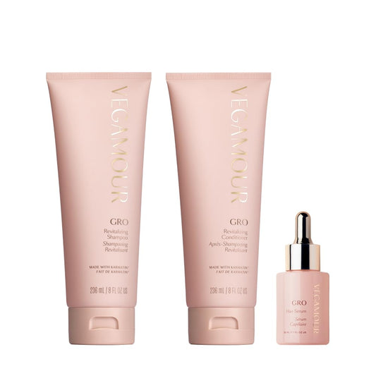 Vegamour GRO Essentials Kit Includes GRO Revitalizing Shampoo & Conditioner and GRO Hair Serum for Thinning Hair - NutriGlobal