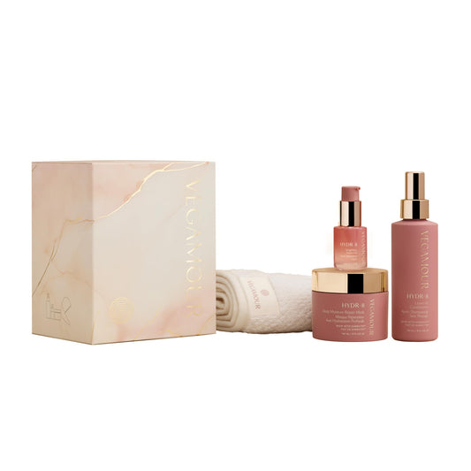 VEGAMOUR HYDR-8 Restorative Ritual Kit - Deep Hydrating Hair Mask, Repair Oil, and Leave In Conditioner Gift Set - $130 Value - NutriGlobal
