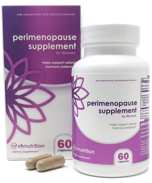 VH Nutrition Perimenopause Supplement for Women | Hot Flash, Mood, and Menstruation Cycle Support | 100% Herbal Formula: Black Cohosh, Vitex, & Shatavari. No Additives, or Fillers - NutriGlobal