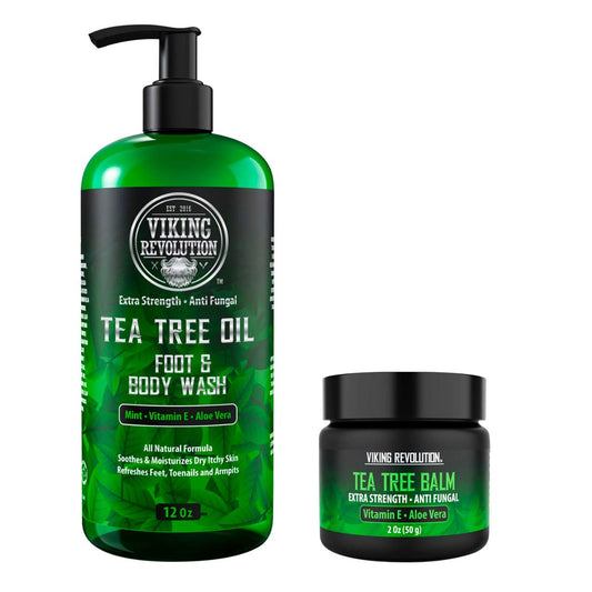 Viking Revolution Skin Cleaning Agent Tea Tree Kit for Men - Tea Tree Oil Set with Body - NutriGlobal