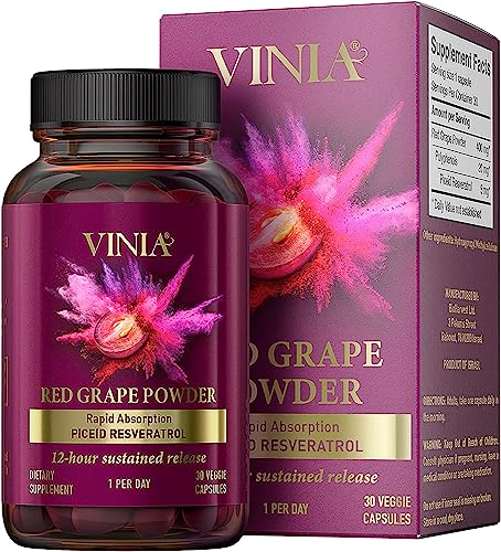 VINIA 12-Hour Sustained Release Piceid Resveratrol Supplement. Nitric Oxide Supplement - NutriGlobal