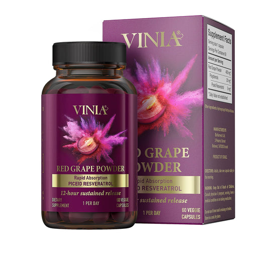 VINIA 12-Hour Sustained Release Piceid Resveratrol Supplement. Nitric Oxide Supplement - NutriGlobal