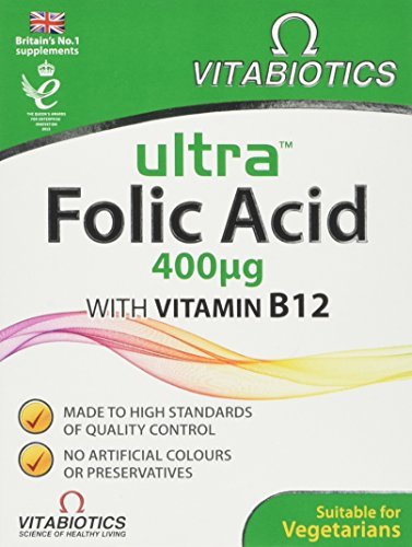 Vitabiotics Ultra Folic Acid Tablets 400 mcg Vitamin B9 with Vitamin B12-60 Tablets - NutriGlobal