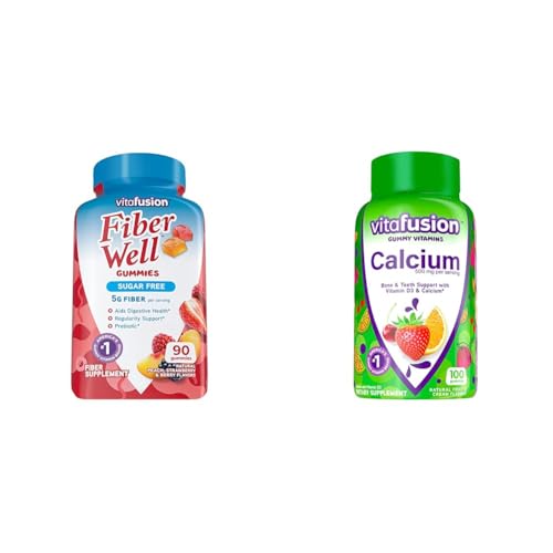 Vitafusion Fiber Well Sugar Free Fiber Supplement & Chewable Calcium Gummy Vitamins - NutriGlobal