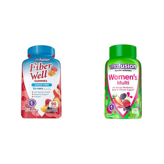 Vitafusion Fiber Well Sugar Free Fiber Supplement & Womens Multivitamin Gummies - NutriGlobal