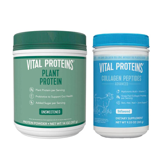 Vital Proteins Collagen Peptides Powder, 9.33 oz Unflavored + 14 oz Unsweetened Plant - NutriGlobal