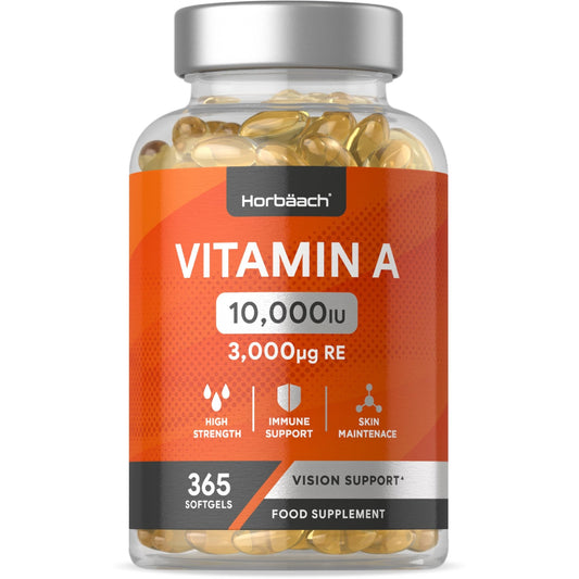 Vitamin A Capsules 10,000iu | 365 Count (1 Year Supply) | High Strength Vitamin A Supplem - NutriGlobal