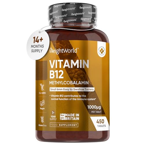 Vitamin B12 Tablets High Strength – 1000mcg Vegan B12 Supplement – 450 Pure Methylcob - NutriGlobal