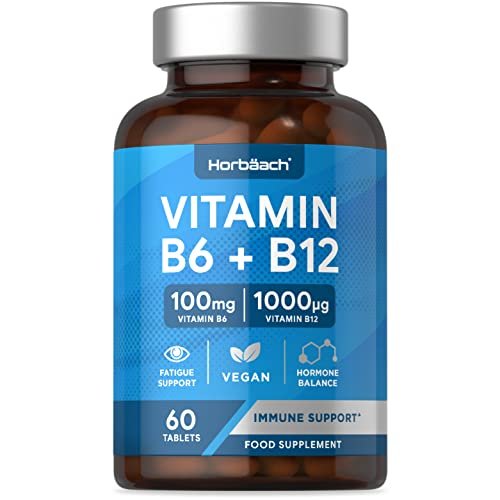 Vitamin B6 and B12 Tablets High Strength | 60 Count | with 100mg of Vitamin B6 - NutriGlobal