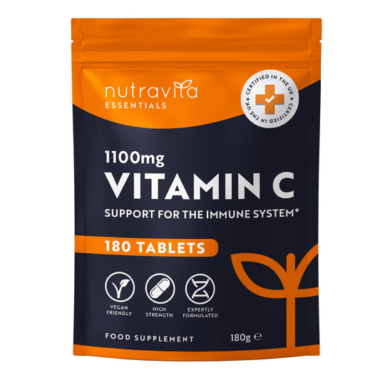 Vitamin C Tablets 1100mg – 180 Premium Vegan and Vegetarian Tablets – 3 Month Supply - NutriGlobal