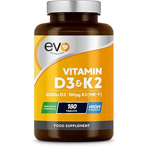 Vitamin D3 4000iu & Vitamin K2 100ug (MK7) |180 Vegetarian Tablets | 1-A-Day | 6 Month - NutriGlobal
