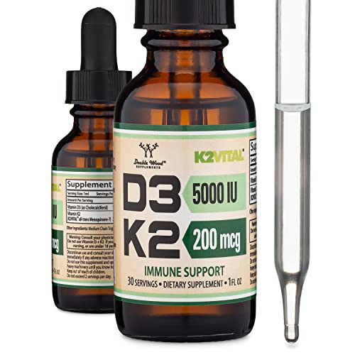 Vitamin D3 K2 5,000 IU Liquid Drops (5,000 IU of D3 and 200mcg of 99.9% All-Trans - NutriGlobal