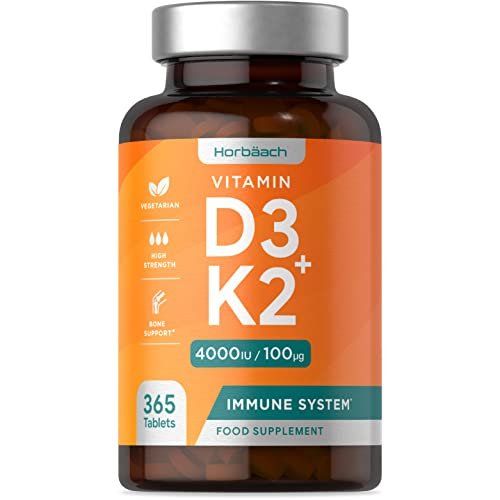 Vitamin D3 K2 High Strength Tablets | 365 Count | Vitamin D3 4000iu and Vitamin K2 MK7 - NutriGlobal