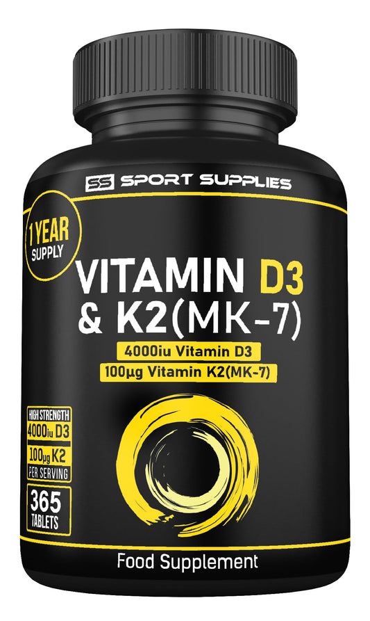 Vitamin D3 K2 High Strength Tablets - 365 Micro Tablets - Vitamin d3 4000 iu and k2 - NutriGlobal