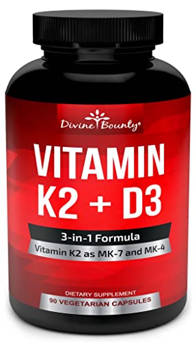 Vitamin K2 (MK7 & MK4) with D3 Supplement - Vitamin K & D as MK-7 100mcg, MK-4 500mcg - NutriGlobal