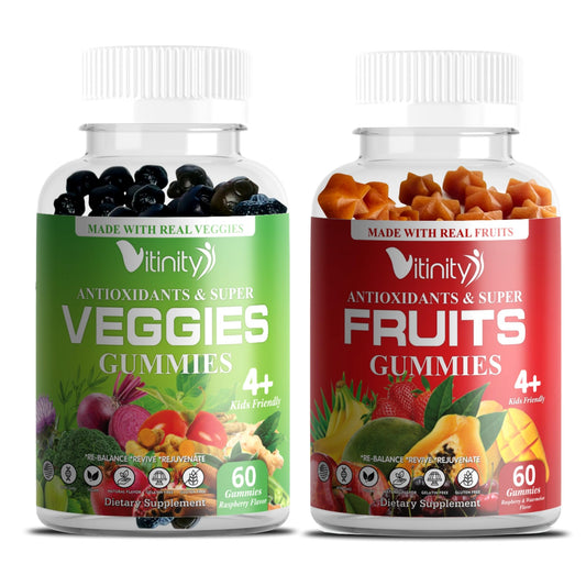 VITINITY Made with Real Fruit-Real Veggie Gummies-Superfood Vegetable Vitamin Sup - NutriGlobal