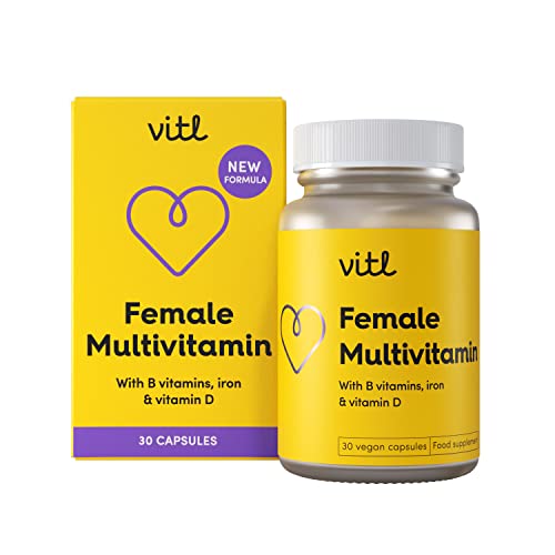 Vitl Female Multivitamin & Minerals Supplement - 30 Vegan Capsules - 21 Essential Active - NutriGlobal