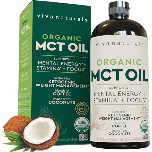 Viva Naturals Organic MCT Oil for Keto Coffee (32 fl oz) - Best MCT Oil Supplement - NutriGlobal