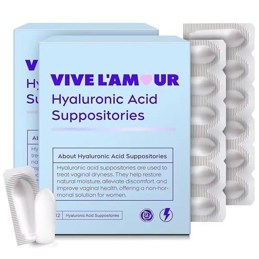 Vive L'Amour 15mg Hyaluronic Acid Vaginal Suppositories (2-Pack, 24 Count), Vaginal Moisturizer, Continuous Hydration, Relieves Vaginal Dryness, Restores Natural Softness & Elasticity, Vaginal Health - NutriGlobal