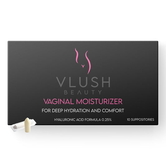 VLUSH Vaginal Moisturizer Suppositories - Deep Hydration with Hyaluronic Acid for Vaginal Dryness, Menopause Support & Daily Comfort, Made in FDA Registered Facility - Hormone-Free (10 Count) - NutriGlobal