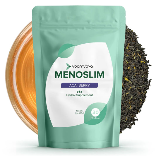 VoomVaya MenoSlim Tea – Menopause & Perimenopause Supplement for Women – Supports Healthy Metabolism & Overall Wellness – Acai Berry Flavor – 30 Tea Bags - NutriGlobal