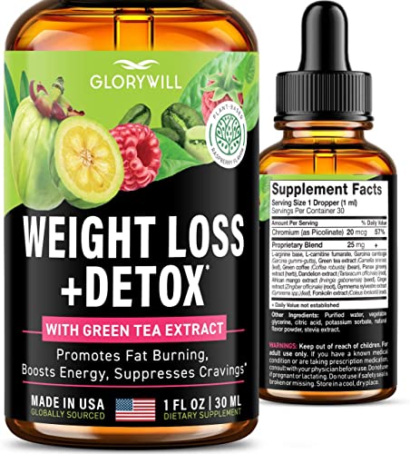 Weight Loss Drops Natural Detox Made in USA - Diet Drops for Fat Loss - Effective Appetite - NutriGlobal