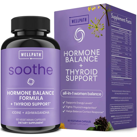 WellPath Soothe Hormone Balance for Women + Cortisol Supplements for Women | Thyroid Support, Mood Support, & Metabolism Booster | Adrenal Support | Rhodiola, Selenium, Iodine | Adaptogens, 60 ct - NutriGlobal