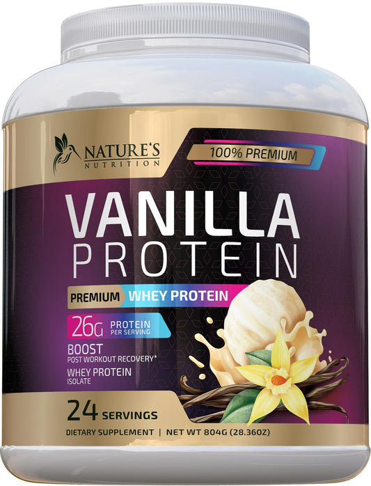 Whey Protein Powder 26g - Vanilla Ice Cream Whey Isolate Protein for Muscle Growth - NutriGlobal
