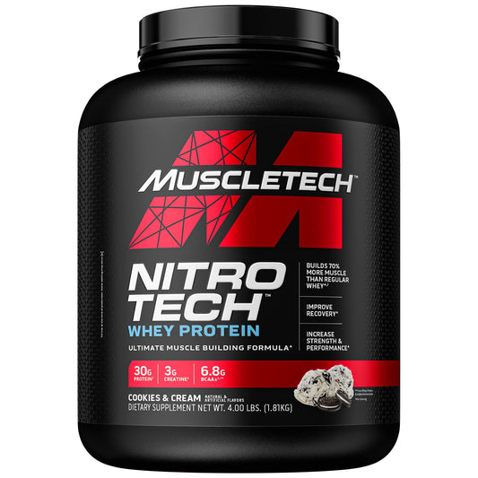 Whey Protein Powder MuscleTech Nitro-Tech Whey Protein Isolate & Peptides Protein - NutriGlobal