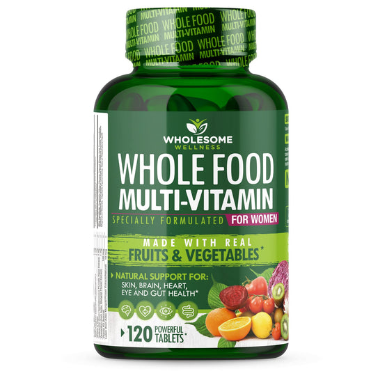 Wholesome Wellness Whole Food Multivitamin for Women - Natural Multi Vitamins, Minerals, Organic Extracts - 120 Tablets - NutriGlobal