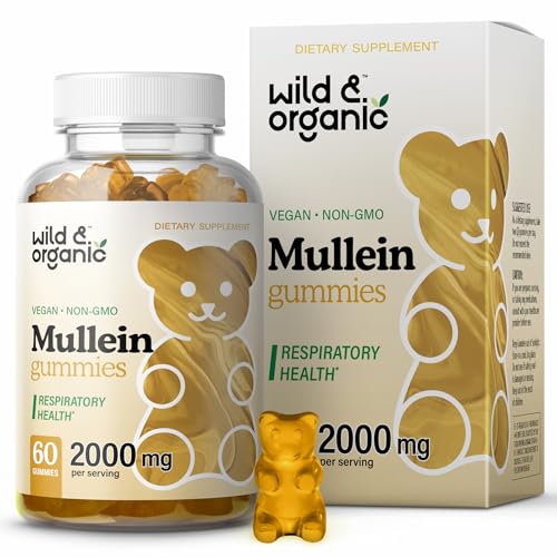Wild & Organic Mullein Gummies - Daily Dietary Supplement for Respiratory, Digestive - NutriGlobal