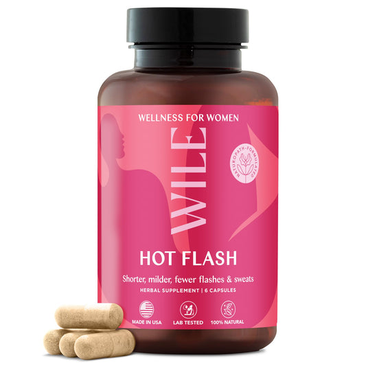 WILE Menopause and Perimenopause Supplements for Women - Hot Flashes and Night Sweats Relief with Kudzu Root - Premenopause Support for Stress, Hot Flash, Hormone Balance & Restful Sleep, 30 Servings - NutriGlobal