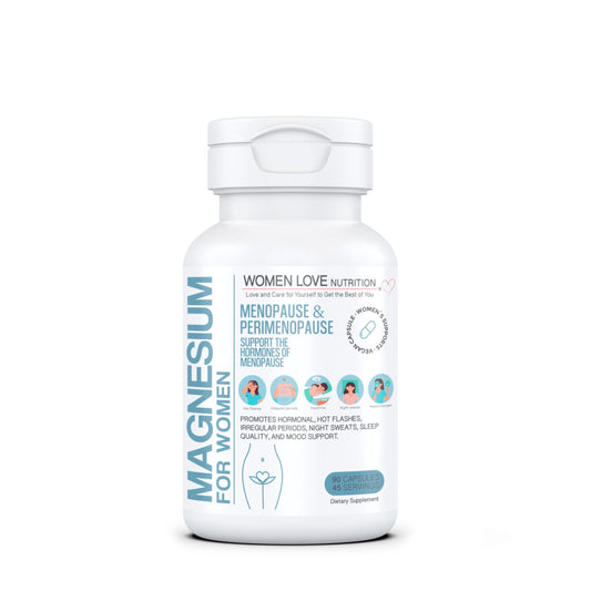 WOMEN LOVE NUTRITION, Magnesium for Women, Menopause & Peromenopause (90 Capsules) - NutriGlobal