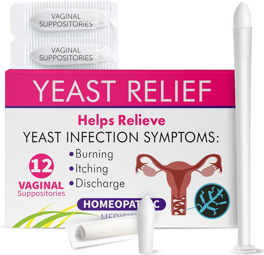 Yeast Infection Treatment for Women | Boric Acid Suppositories For Women | Helps Relieve Itching & Irritation | Vaginal Aid for Inflammation, Dryness & Watery Discharge | 12 Vaginal Suppositories - NutriGlobal